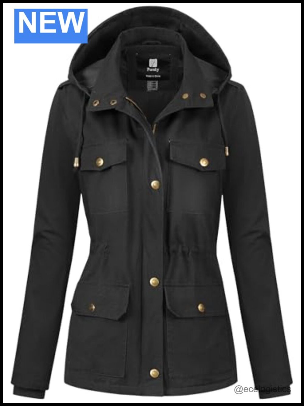 Women's Cotton Anorak Jacket Lightweight Military Style with Removable Hood